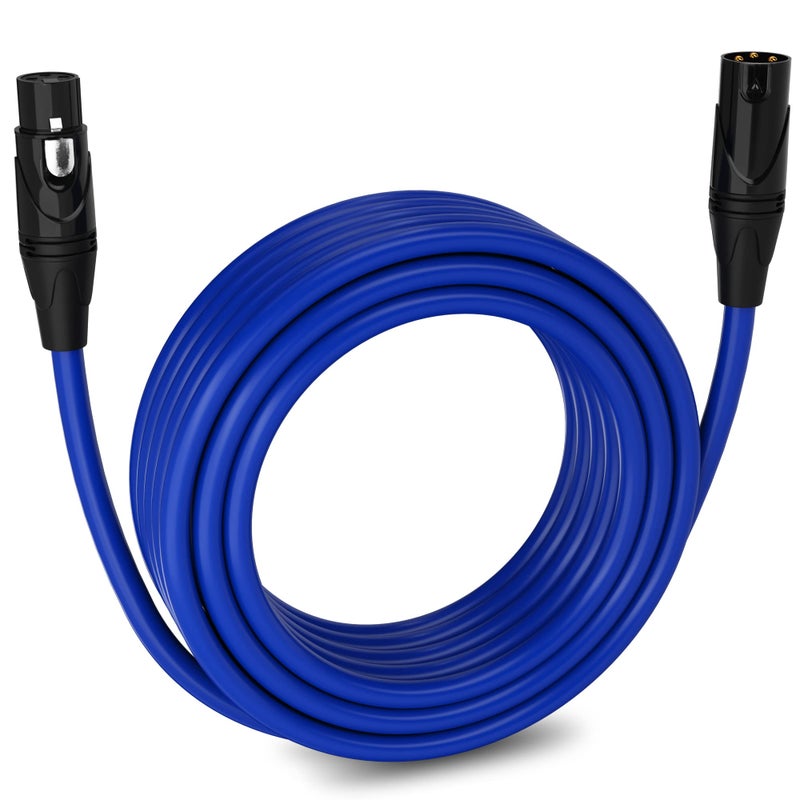 LyxPro 50 Feet XLR Microphone Cable Balanced Male to Female 3 Pin Mic Cord for Powered Speakers Audio Interface Professional Pro Audio Performance and Recording Devices - Blue - Image 1